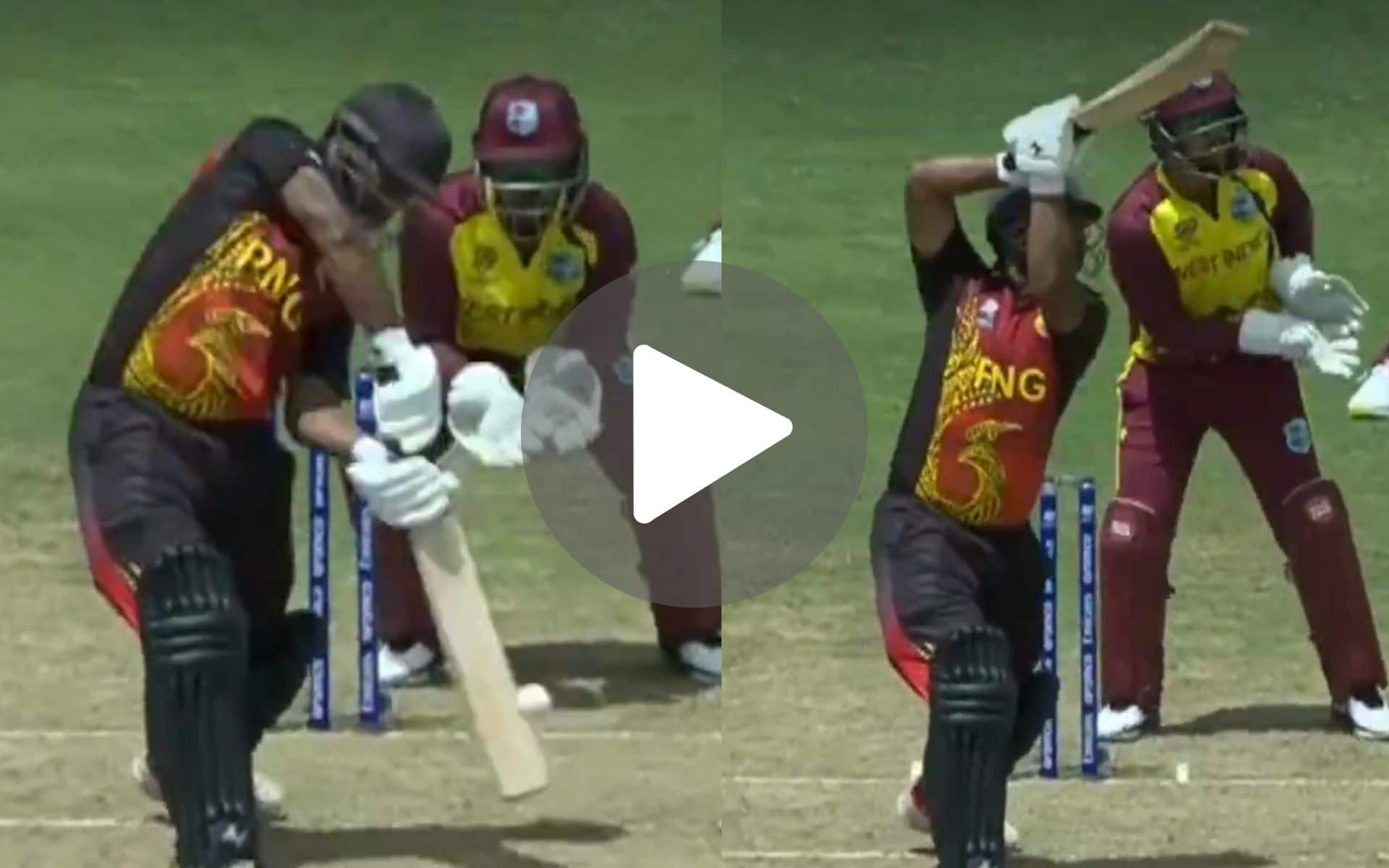 [Watch] PNG Skipper Smashes A Yuvraj-Esque Six Over Extra Cover Vs WI In T20 World Cup 2024